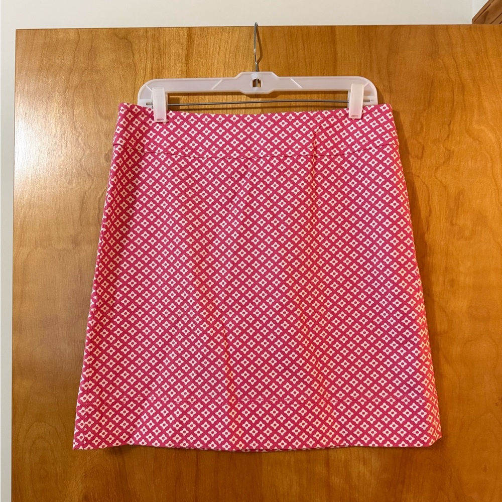 Talbots Pink Geometric Floral Print Skirt Short Lined Colorful NWT Size 10